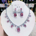 Blush Elegance Pink & White Zirconia Necklace & Earrings Set