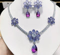 Twilight Bloom Silver CZ Necklace & Earrings Set
