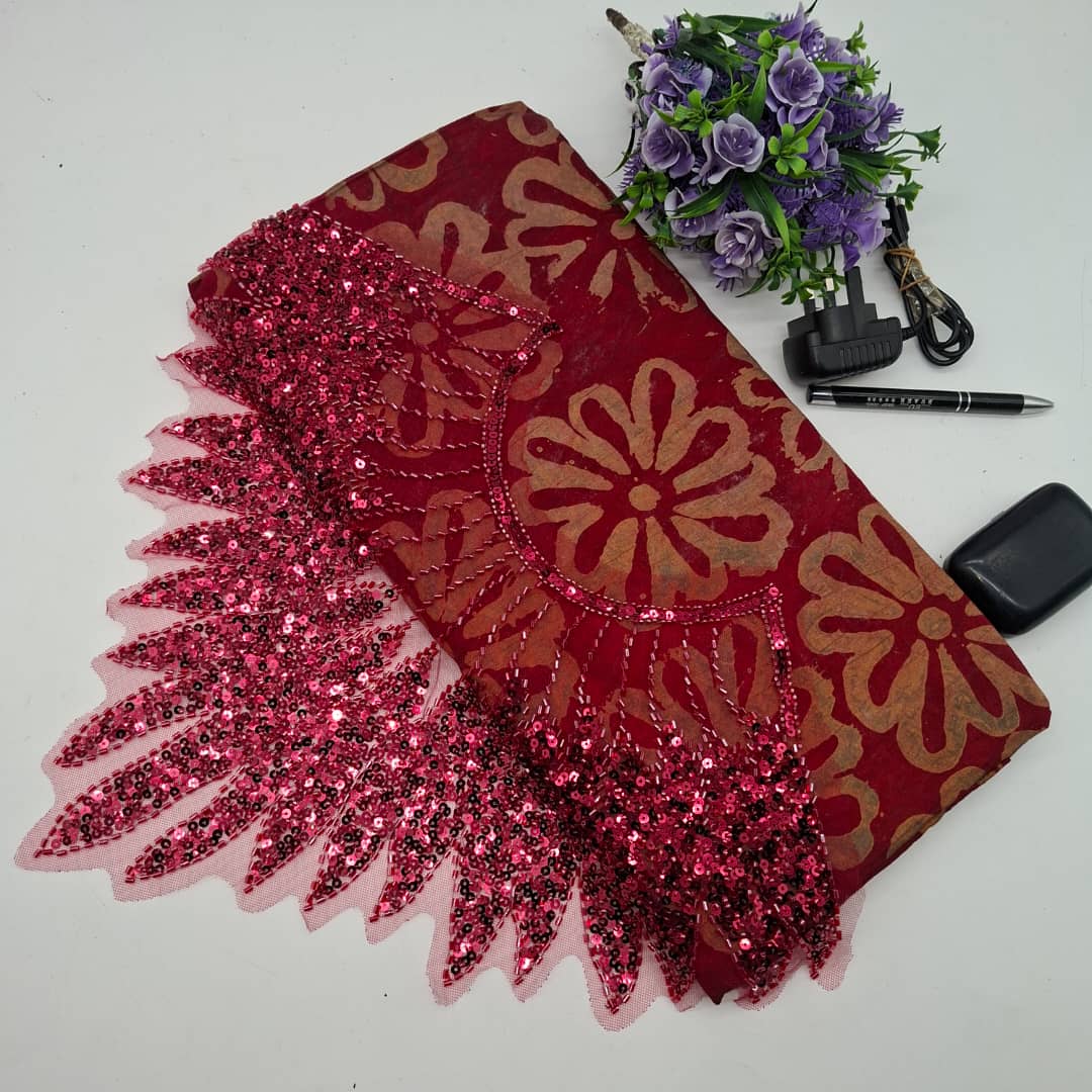 Royal Crimson – Red & Gold African Lace Fabric