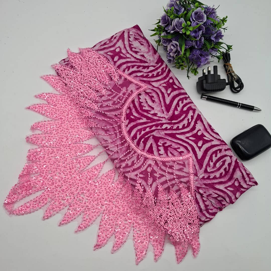 Blush Radiance – Pink Sequin Tulle Lace Fabric