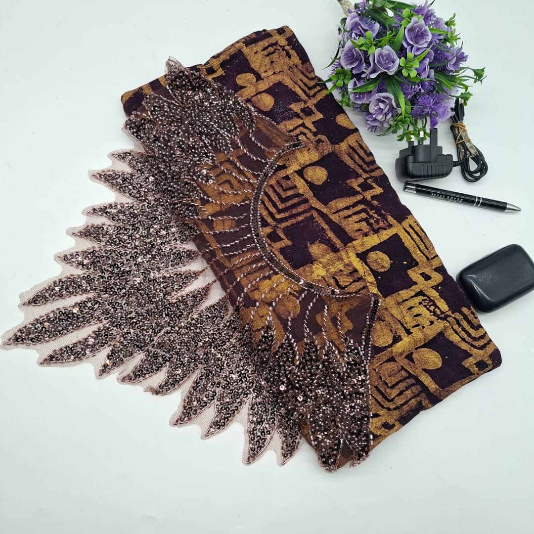 Golden Mocha – Brown & Gold Ankara Lace