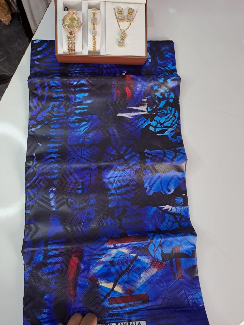 Midnight Waves Blue & Black Brocade