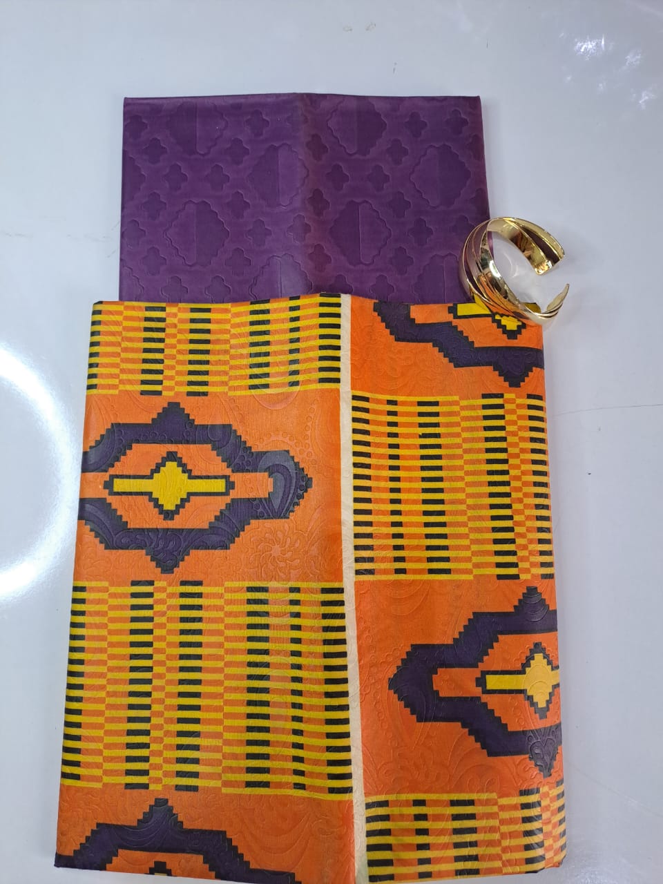 Golden Kente – Fabric & Cuff Bracelet Set