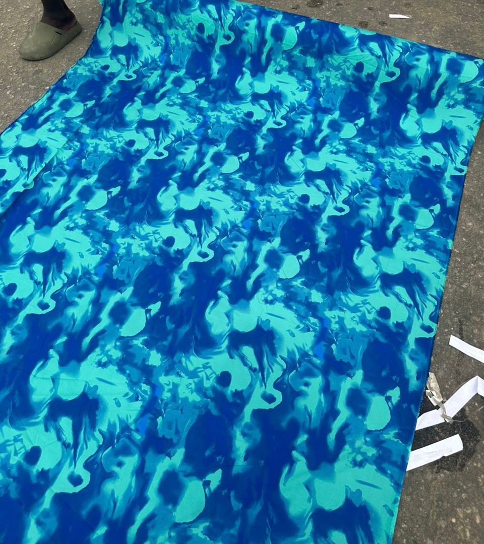 Blue Waves Tie-Dye Crepe