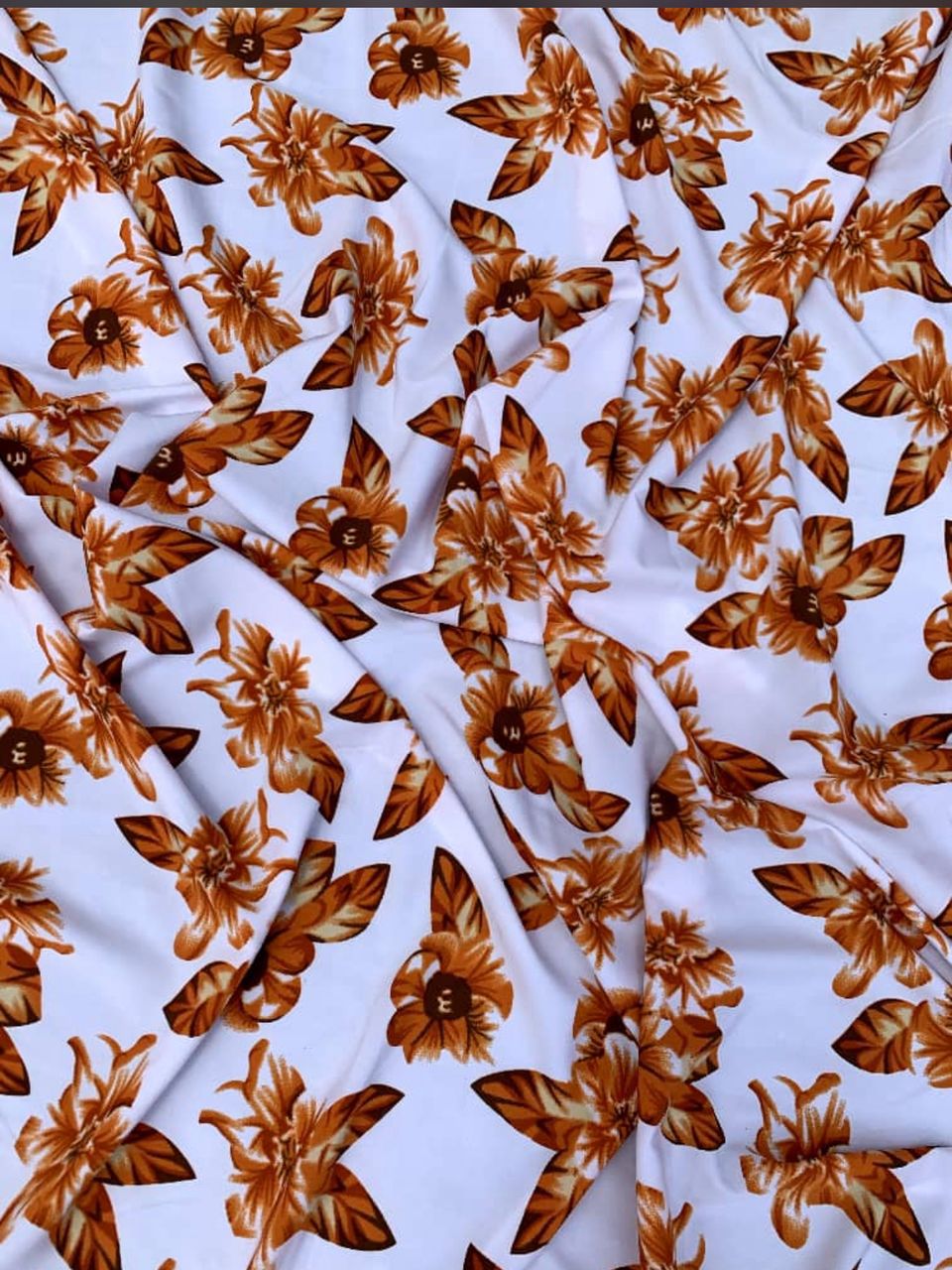 Sunrise Bloom – White & Orange Crepe