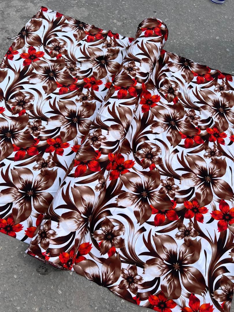 Vintage Blossom Brown & Red Crepe